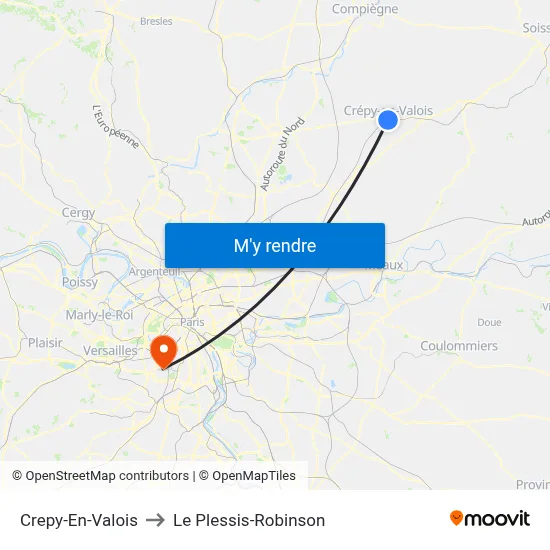 Crepy-En-Valois to Le Plessis-Robinson map