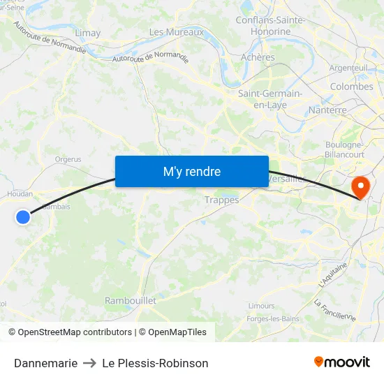 Dannemarie to Le Plessis-Robinson map