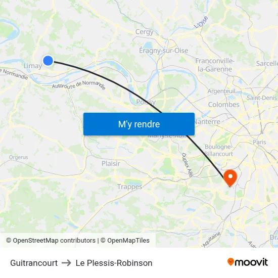 Guitrancourt to Le Plessis-Robinson map