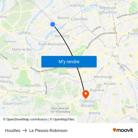Houilles to Le Plessis-Robinson map