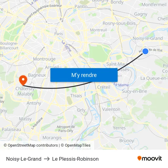 Noisy-Le-Grand to Le Plessis-Robinson map