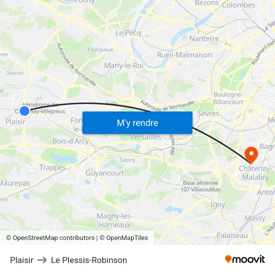 Plaisir to Le Plessis-Robinson map