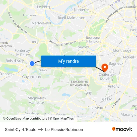 Saint-Cyr-L'Ecole to Le Plessis-Robinson map