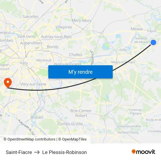 Saint-Fiacre to Le Plessis-Robinson map