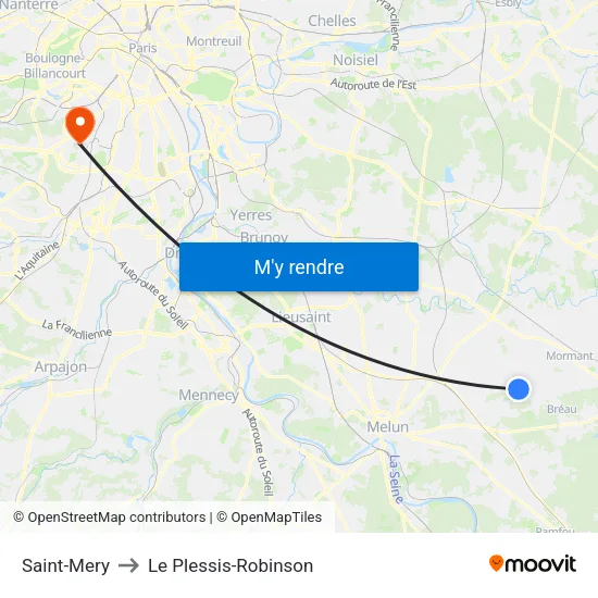 Saint-Mery to Le Plessis-Robinson map