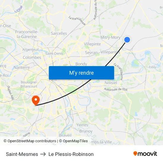 Saint-Mesmes to Le Plessis-Robinson map