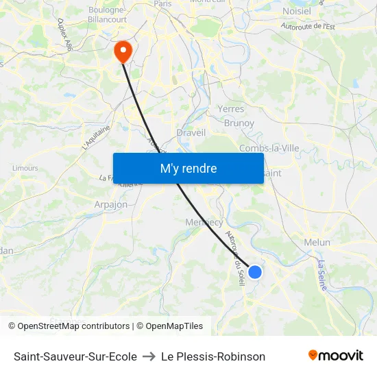Saint-Sauveur-Sur-Ecole to Le Plessis-Robinson map