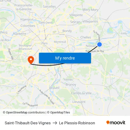 Saint-Thibault-Des-Vignes to Le Plessis-Robinson map