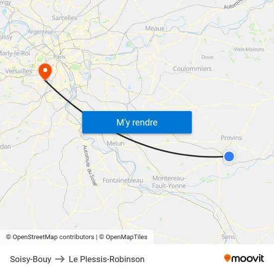 Soisy-Bouy to Le Plessis-Robinson map
