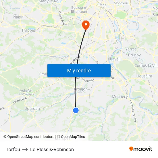Torfou to Le Plessis-Robinson map
