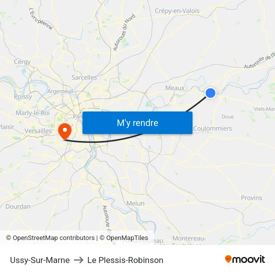 Ussy-Sur-Marne to Le Plessis-Robinson map