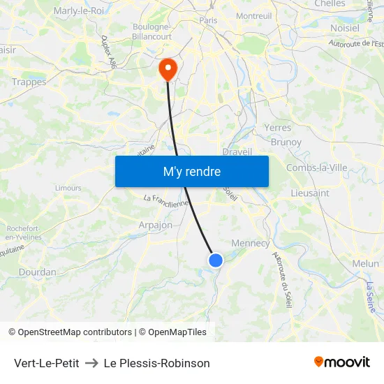Vert-Le-Petit to Le Plessis-Robinson map