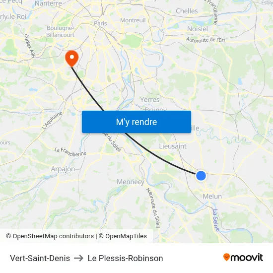 Vert-Saint-Denis to Le Plessis-Robinson map