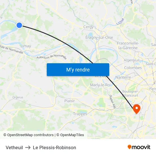 Vetheuil to Le Plessis-Robinson map