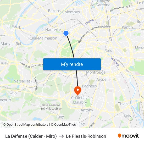 La Défense (Calder - Miro) to Le Plessis-Robinson map