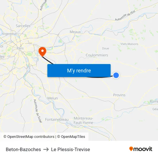 Beton-Bazoches to Le Plessis-Trevise map