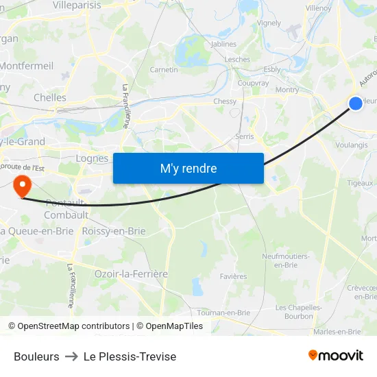 Bouleurs to Le Plessis-Trevise map