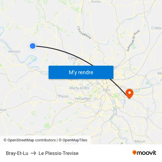 Bray-Et-Lu to Le Plessis-Trevise map