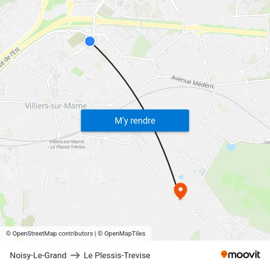 Noisy-Le-Grand to Le Plessis-Trevise map