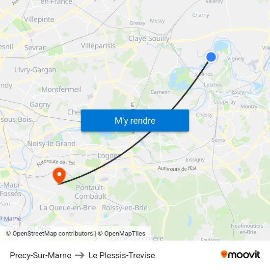 Precy-Sur-Marne to Le Plessis-Trevise map