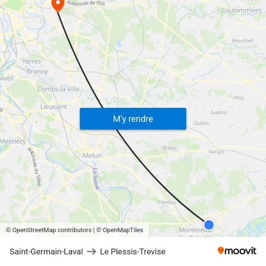 Saint-Germain-Laval to Le Plessis-Trevise map