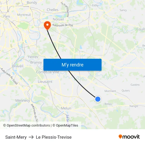 Saint-Mery to Le Plessis-Trevise map