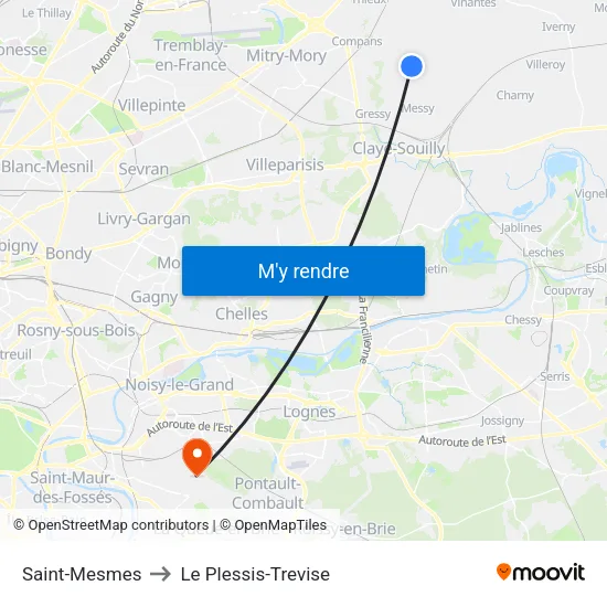 Saint-Mesmes to Le Plessis-Trevise map