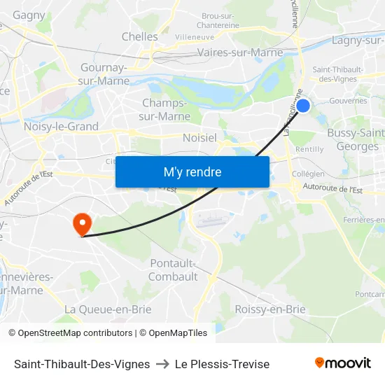 Saint-Thibault-Des-Vignes to Le Plessis-Trevise map