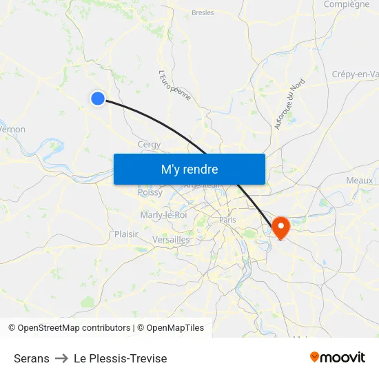 Serans to Le Plessis-Trevise map