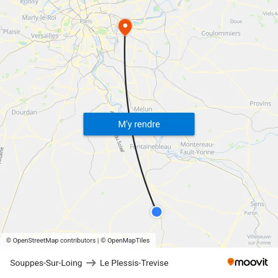 Souppes-Sur-Loing to Le Plessis-Trevise map
