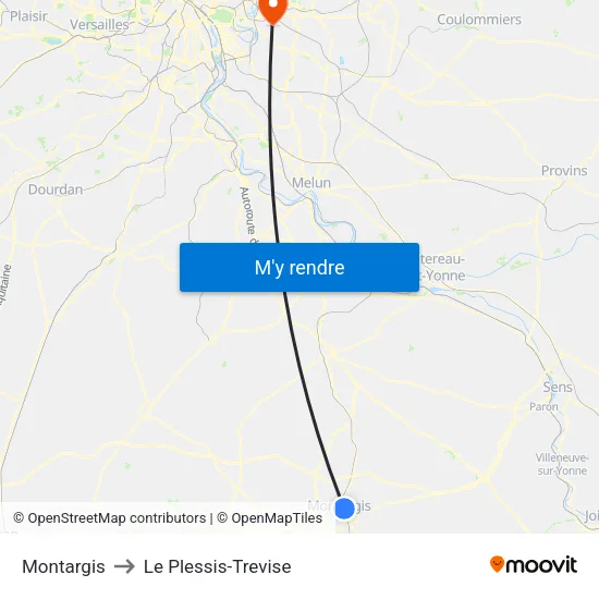 Montargis to Le Plessis-Trevise map
