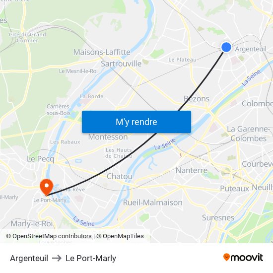 Argenteuil to Le Port-Marly map