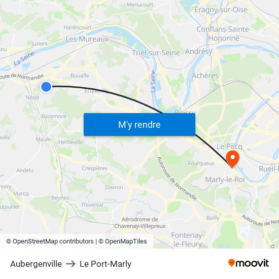 Aubergenville to Le Port-Marly map