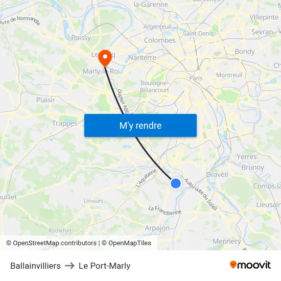 Ballainvilliers to Le Port-Marly map