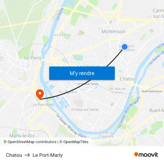Chatou to Le Port-Marly map