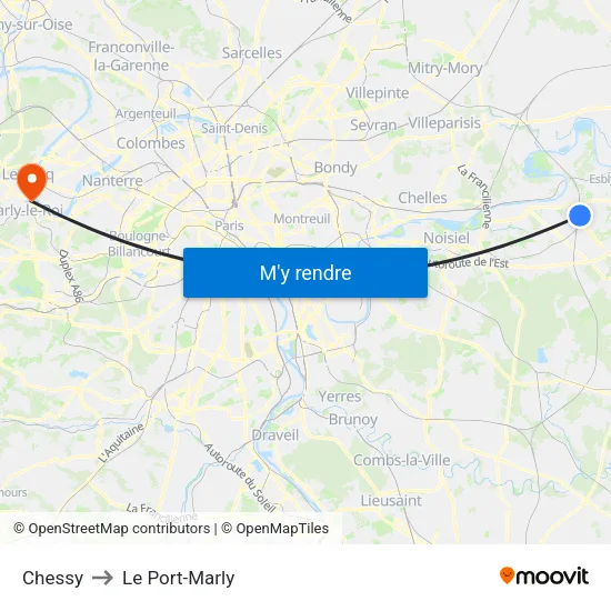 Chessy to Le Port-Marly map