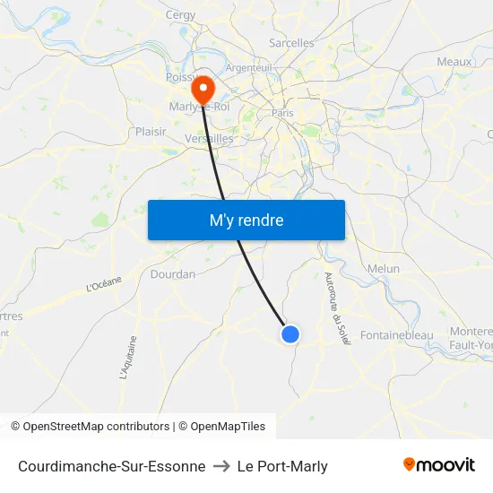 Courdimanche-Sur-Essonne to Le Port-Marly map