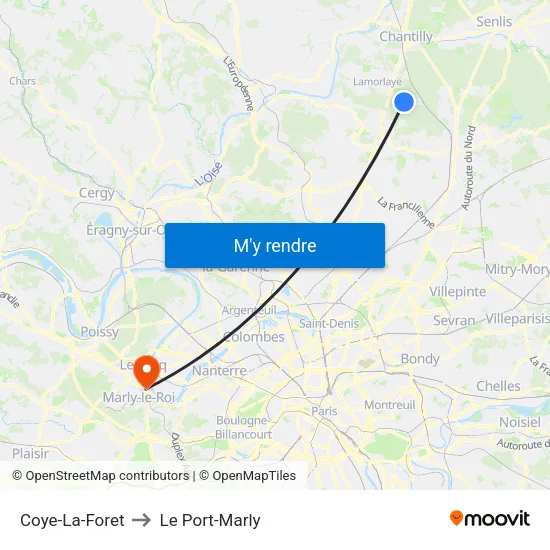 Coye-La-Foret to Le Port-Marly map