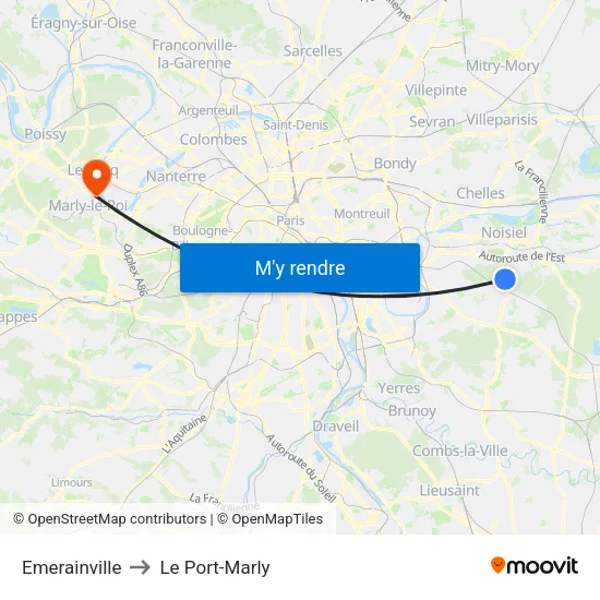 Emerainville to Le Port-Marly map