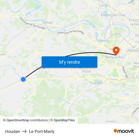 Houdan to Le Port-Marly map
