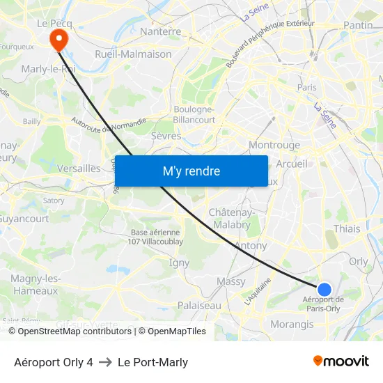 Aéroport Orly 4 to Le Port-Marly map