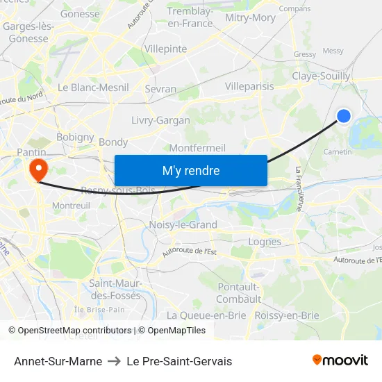 Annet-Sur-Marne to Le Pre-Saint-Gervais map