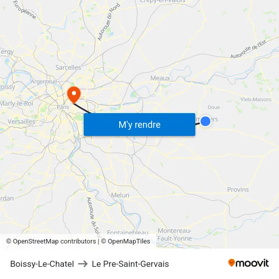 Boissy-Le-Chatel to Le Pre-Saint-Gervais map