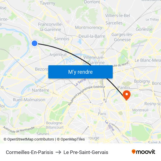 Cormeilles-En-Parisis to Le Pre-Saint-Gervais map