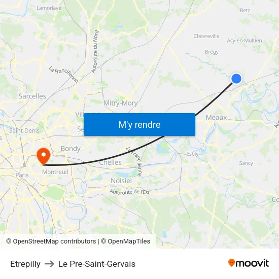 Etrepilly to Le Pre-Saint-Gervais map