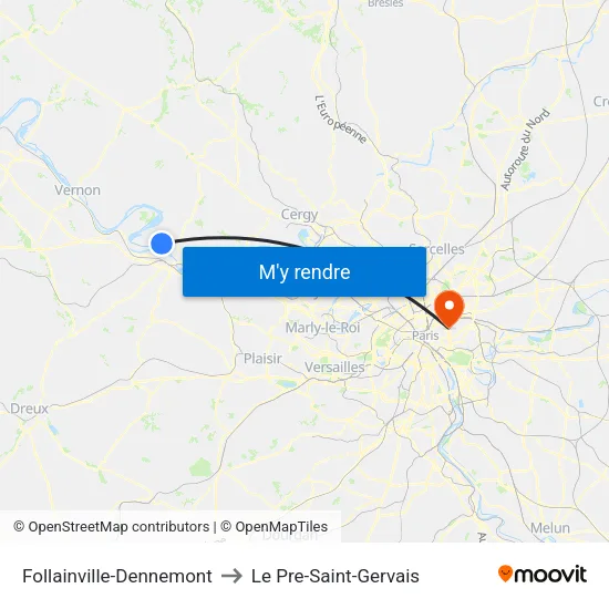 Follainville-Dennemont to Le Pre-Saint-Gervais map
