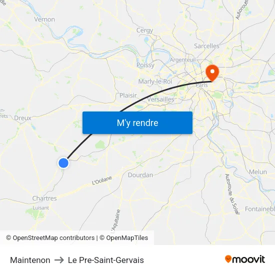 Maintenon to Le Pre-Saint-Gervais map