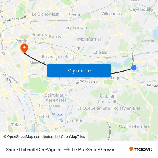 Saint-Thibault-Des-Vignes to Le Pre-Saint-Gervais map
