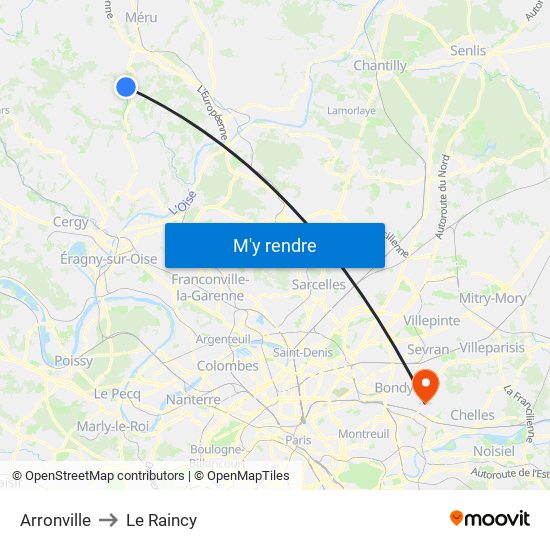 Arronville to Le Raincy map