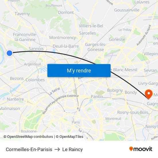 Cormeilles-En-Parisis to Le Raincy map